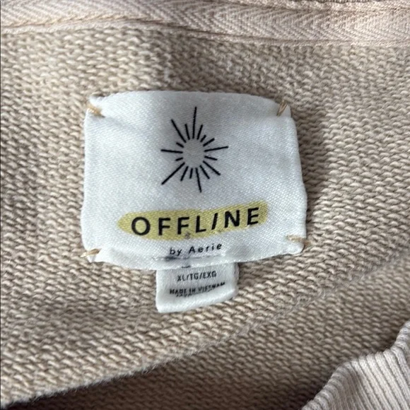 Offline by Aerie Crewneck Sweater with Stripes, says “PLZ HOLD” - Picture 4 of 8